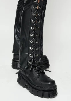 Mortis Laced Straight Leg PU Trousers
