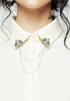 Mortmoth Chain Collared Crop Shirt