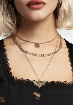 Mortmoth Layered Choker Necklace - Gold