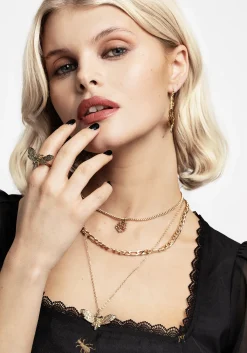 Mortmoth Layered Choker Necklace - Gold
