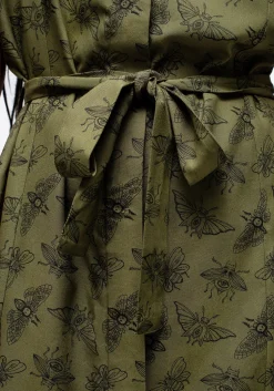 Mortmoth Print Midi Shirt Dress - Green