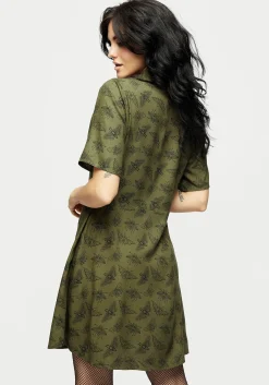Mortmoth Print Mini Shirt Dress - Green