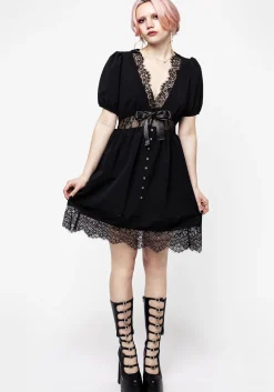 Mortuary Lace Button Up Mini Dress
