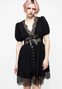 Mortuary Lace Button Up Mini Dress