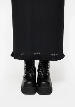 Mourning Ruffle Detail Mesh Short Sleeve Maxi Dress
