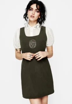 Mycelium Embroidered Mini Pinafore Dress