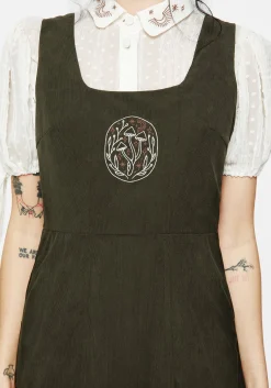 Mycelium Embroidered Mini Pinafore Dress
