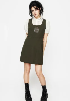 Mycelium Embroidered Mini Pinafore Dress