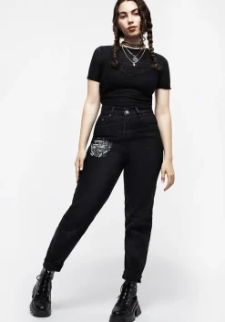 Mycena Mushroom Embroidered Mom Jean