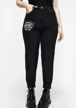 Mycena Mushroom Embroidered Mom Jean