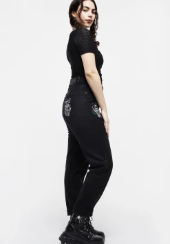Mycena Mushroom Embroidered Mom Jean