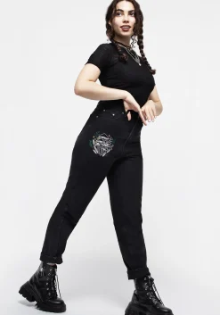 Mycena Mushroom Embroidered Mom Jean