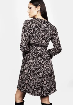 Mycophile Mushroom Print Mini Ruffle Dress