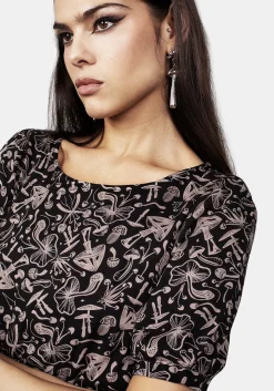 Mycophile Mushroom Print Mini Skater Dress
