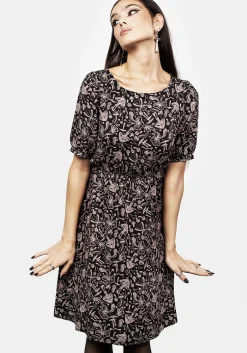 Mycophile Mushroom Print Mini Skater Dress