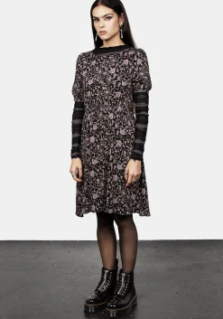Mycophile Mushroom Print Mini Skater Dress