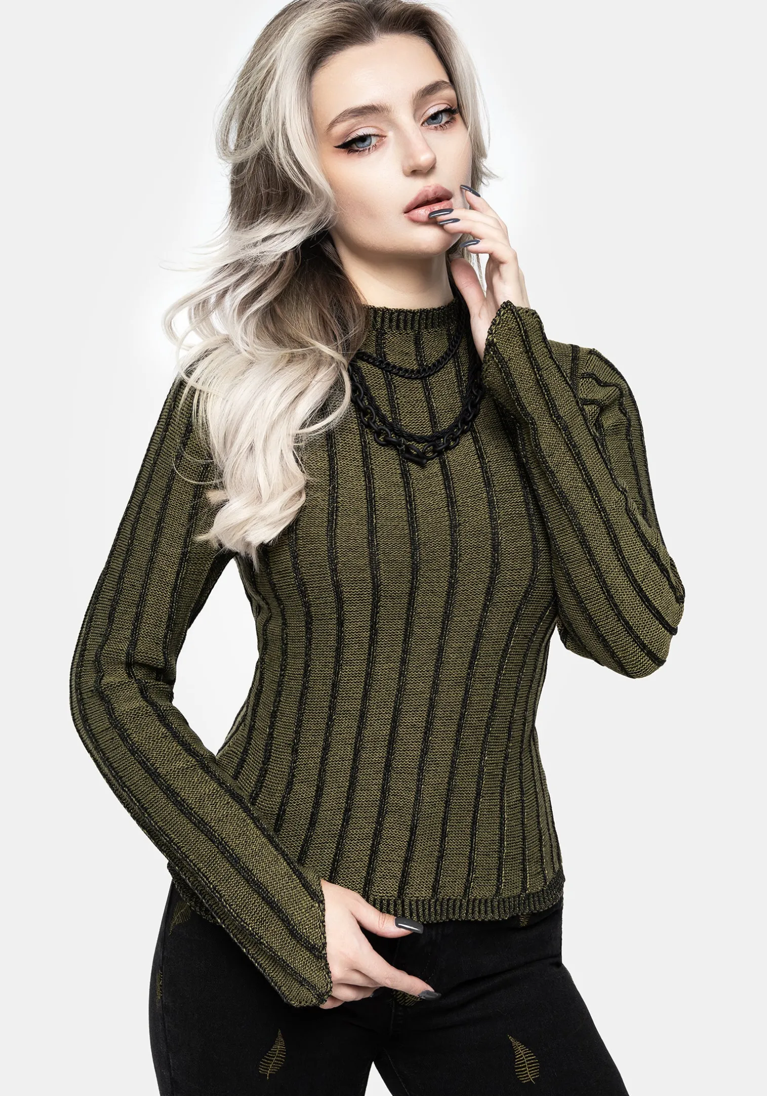 Myrsina Plated Rib Knit Top