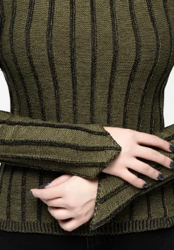 Myrsina Plated Rib Knit Top