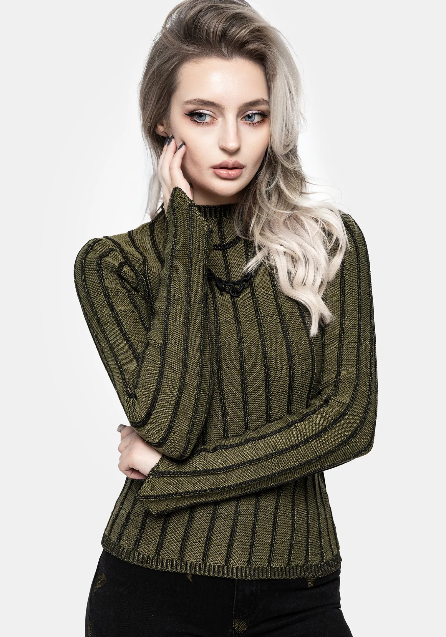 Myrsina Plated Rib Knit Top