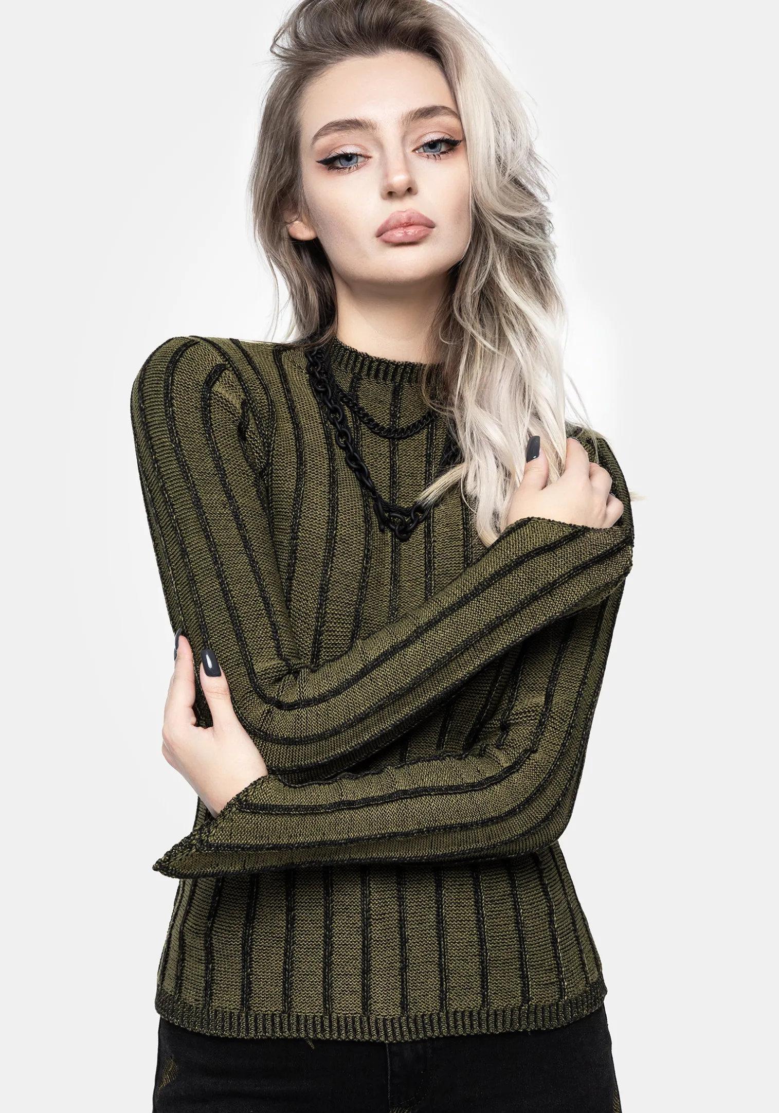 Myrsina Plated Rib Knit Top