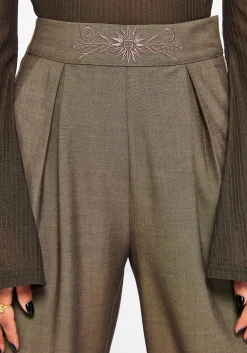 Mystic Embroidered Turn Up Wide Leg Trouser
