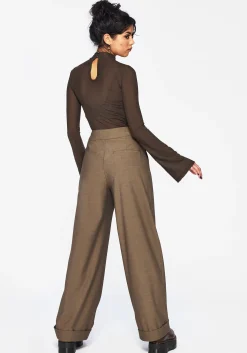 Mystic Embroidered Turn Up Wide Leg Trouser