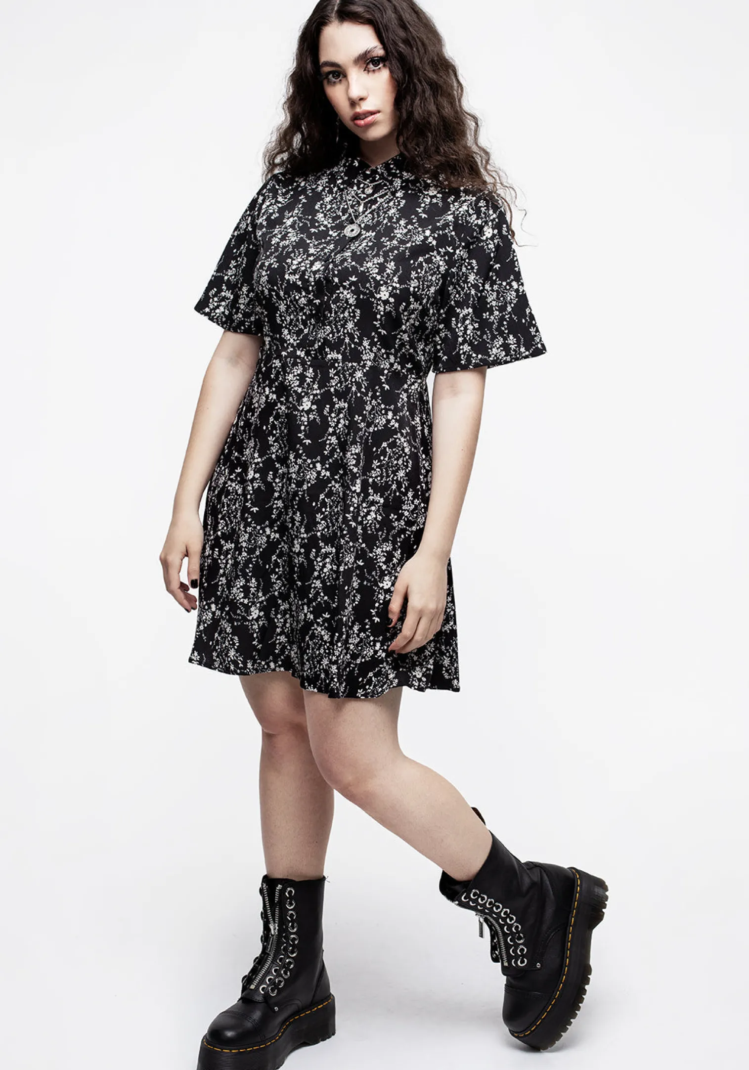 Naomi Floral Mini Shirt Dress