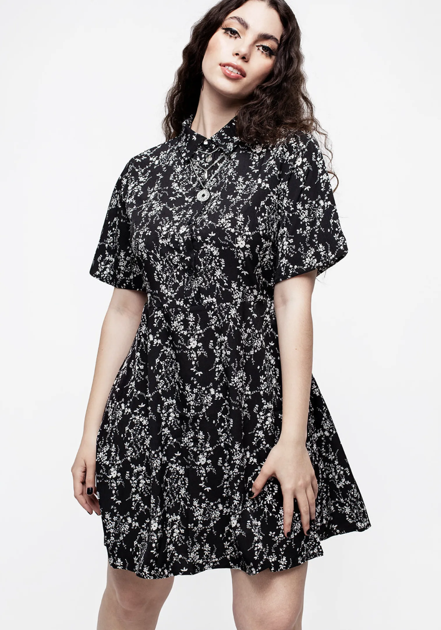 Naomi Floral Mini Shirt Dress