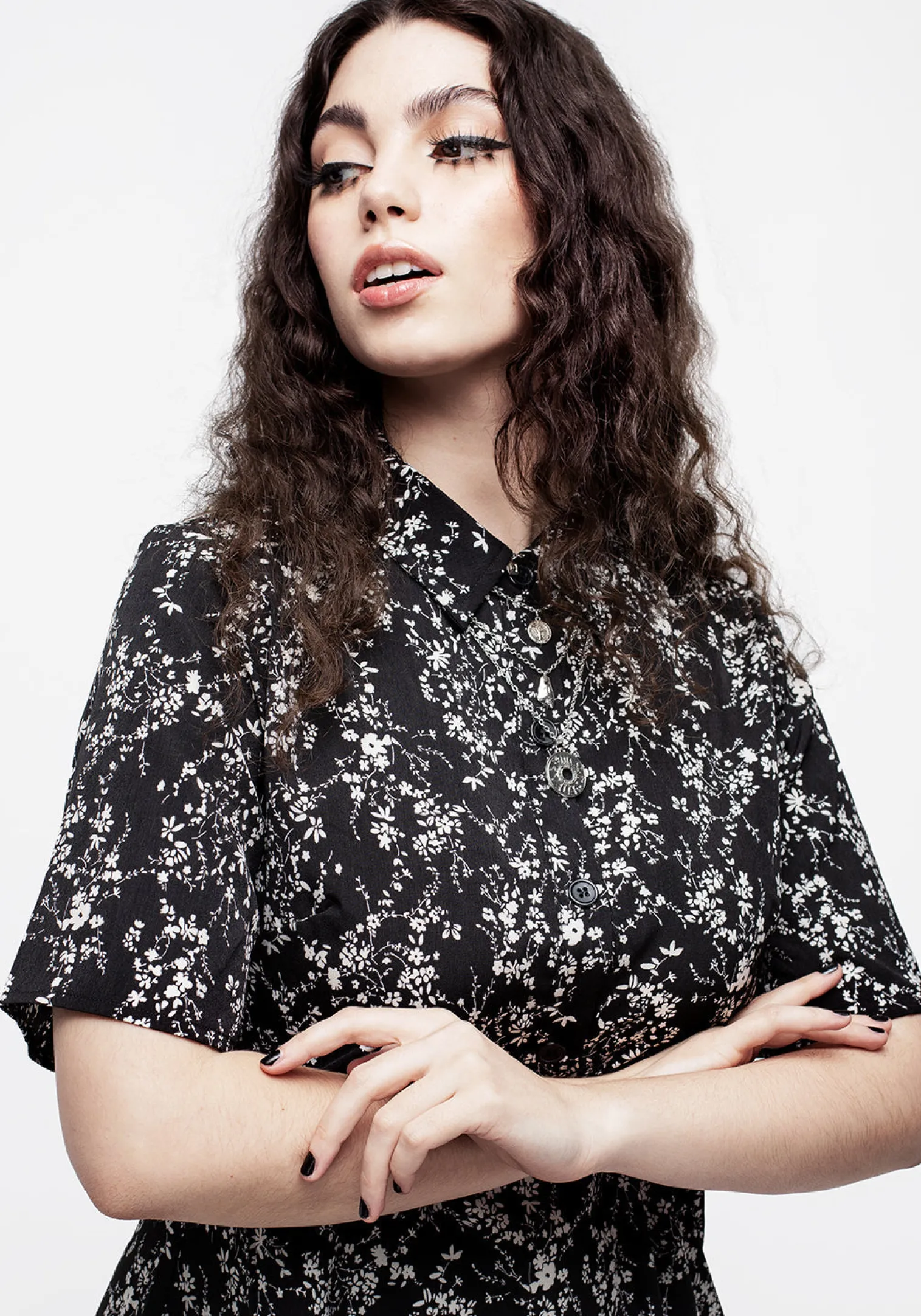 Naomi Floral Mini Shirt Dress