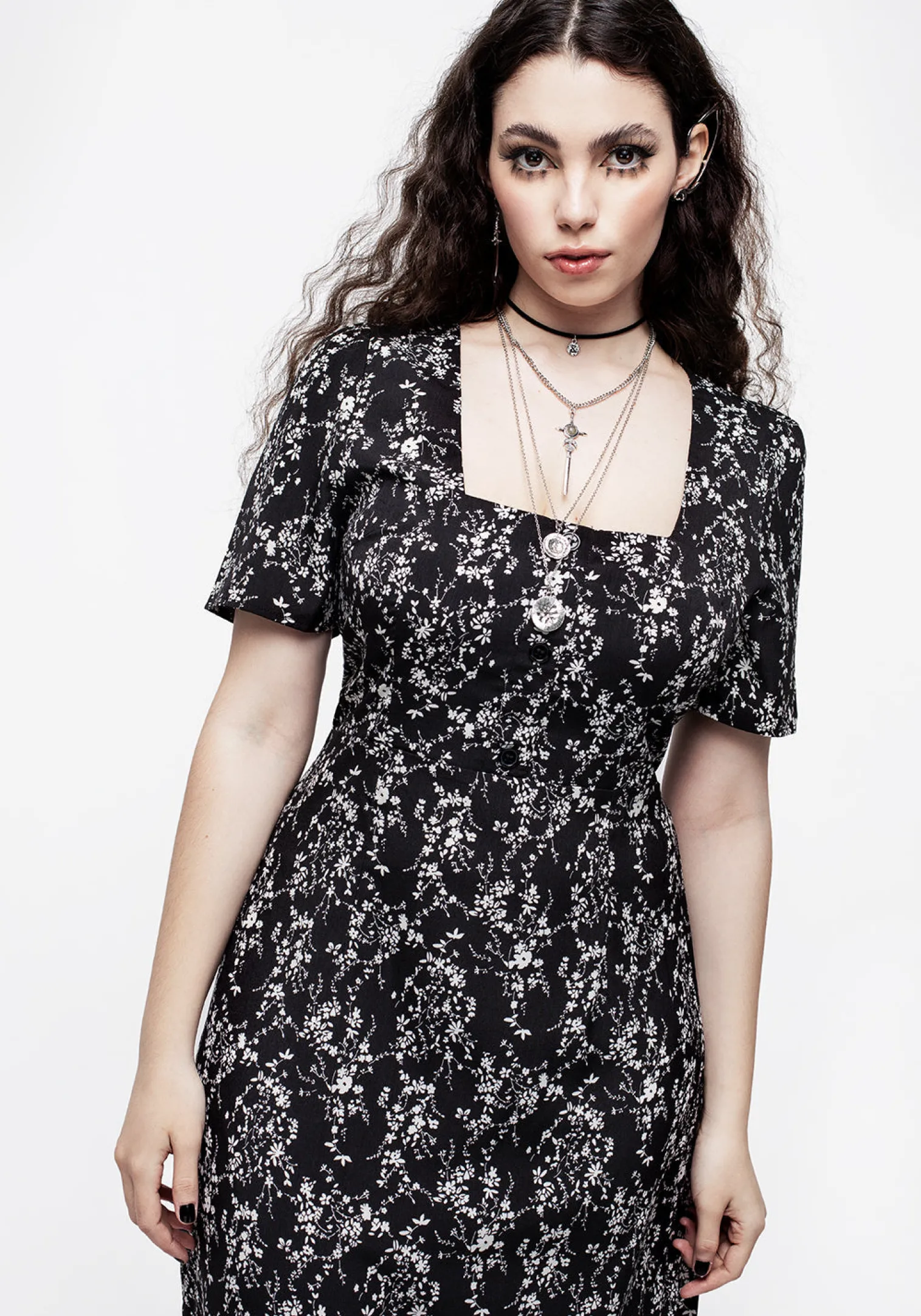Naomi Floral Square Neck Midaxi Dress