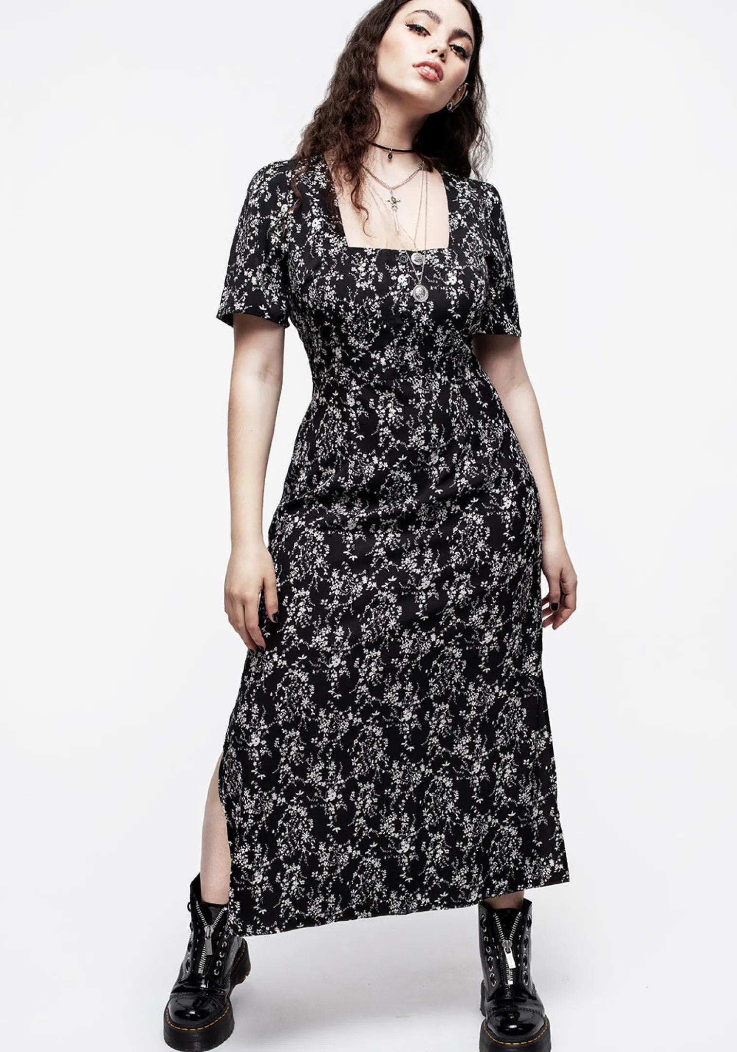 Naomi Floral Square Neck Midaxi Dress