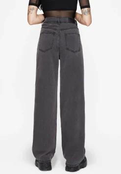 Nara Wide Leg Distressed Gothic Embroidery Jeans