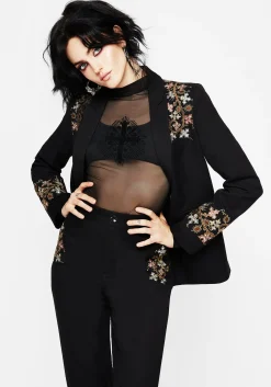 Nasturtium Floral Embroidered Relaxed Blazer