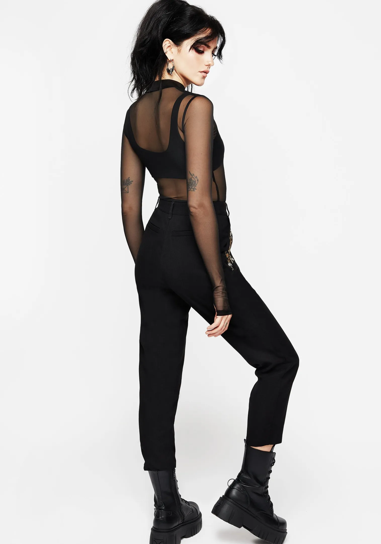 Nasturtium Floral Embroidered Tapered Trousers