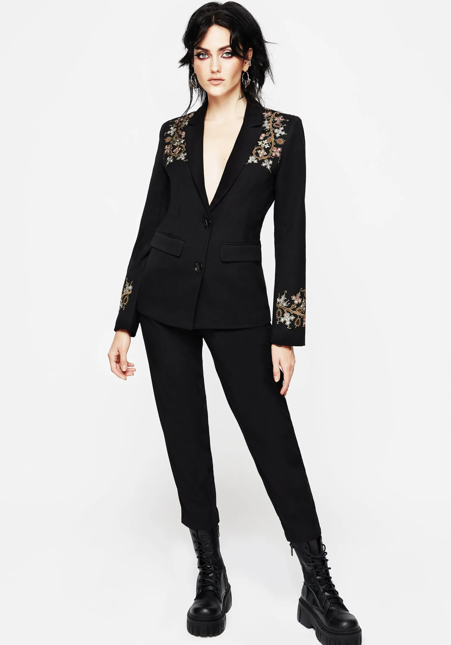 Nasturtium Floral Embroidered Tapered Trousers