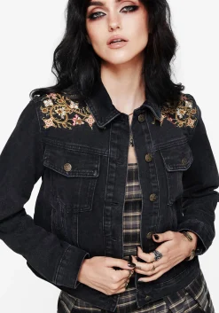Nasturtium Floral Embroidered Denim Jacket