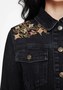Nasturtium Floral Embroidered Denim Jacket