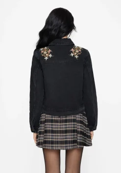 Nasturtium Floral Embroidered Denim Jacket