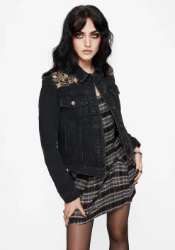 Nasturtium Floral Embroidered Denim Jacket