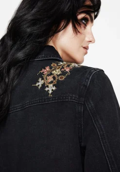 Nasturtium Floral Embroidered Denim Jacket