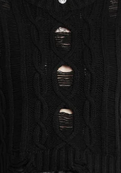 Nemesis Distressed Cable Knit Sweater