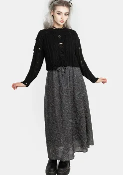 Nemesis Distressed Cable Knit Sweater