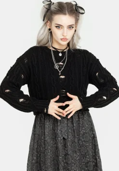 Nemesis Distressed Cable Knit Sweater
