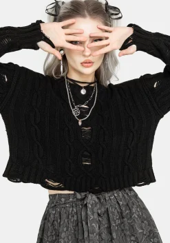 Nemesis Distressed Cable Knit Sweater