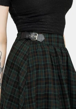 Nightingale Buckled Check Midi Skirt