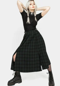 Nightingale Buckled Check Midi Skirt