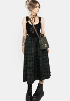 Nightingale Buckled Check Midi Skirt