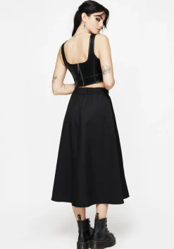 Nightingale Buckled Midi Skirt - Black