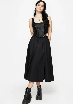 Nightingale Buckled Midi Skirt - Black