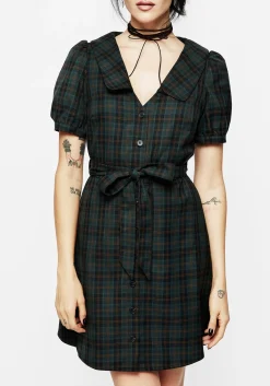 Nightingale Check Collar Mini Shirt Dress